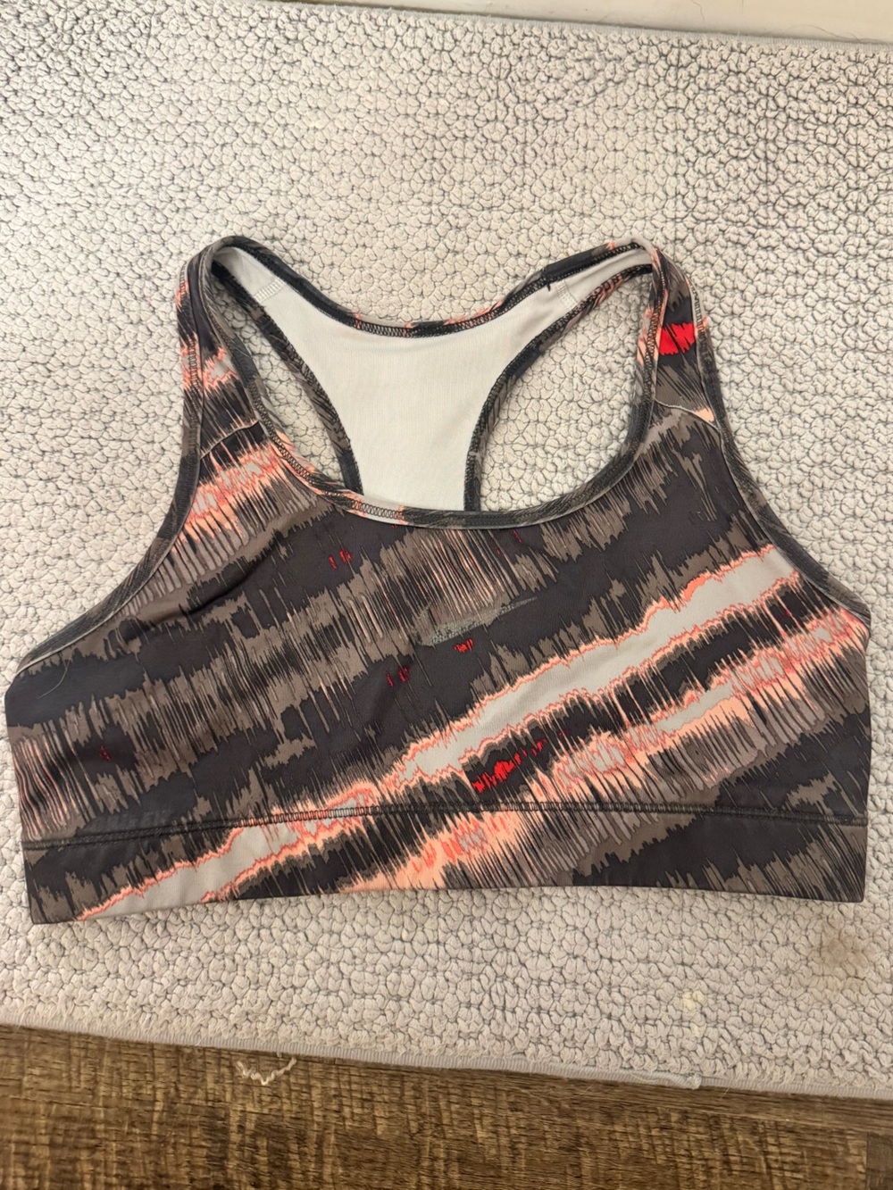 Nike Dri Fit Orange and Black Medium Sports Bra Y2K